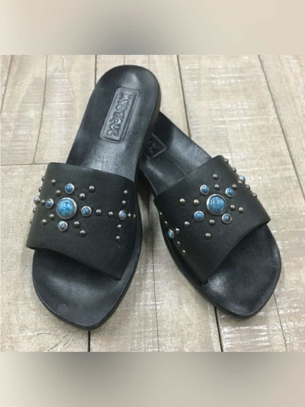 Mystique Boutique Black Studded Leather Sandals